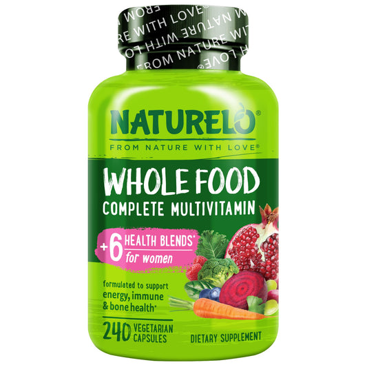 NATURELO Whole Food Multivitamin for Women - with Vitamins, Minerals, & Organic Extracts - Supplement for Energy and Heart Health - Non GMO - 120 Vegan Capsules