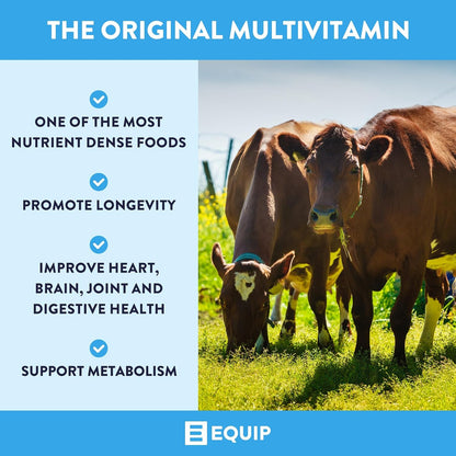 Equip Foods Grass-Fed Beef Liver | Natural Desiccated Beef Liver Supplement | Support Heart Health, Brain Function, Digestion, Metabolism, Immunity, Detoxification | 180 Capsules, 30 Servings