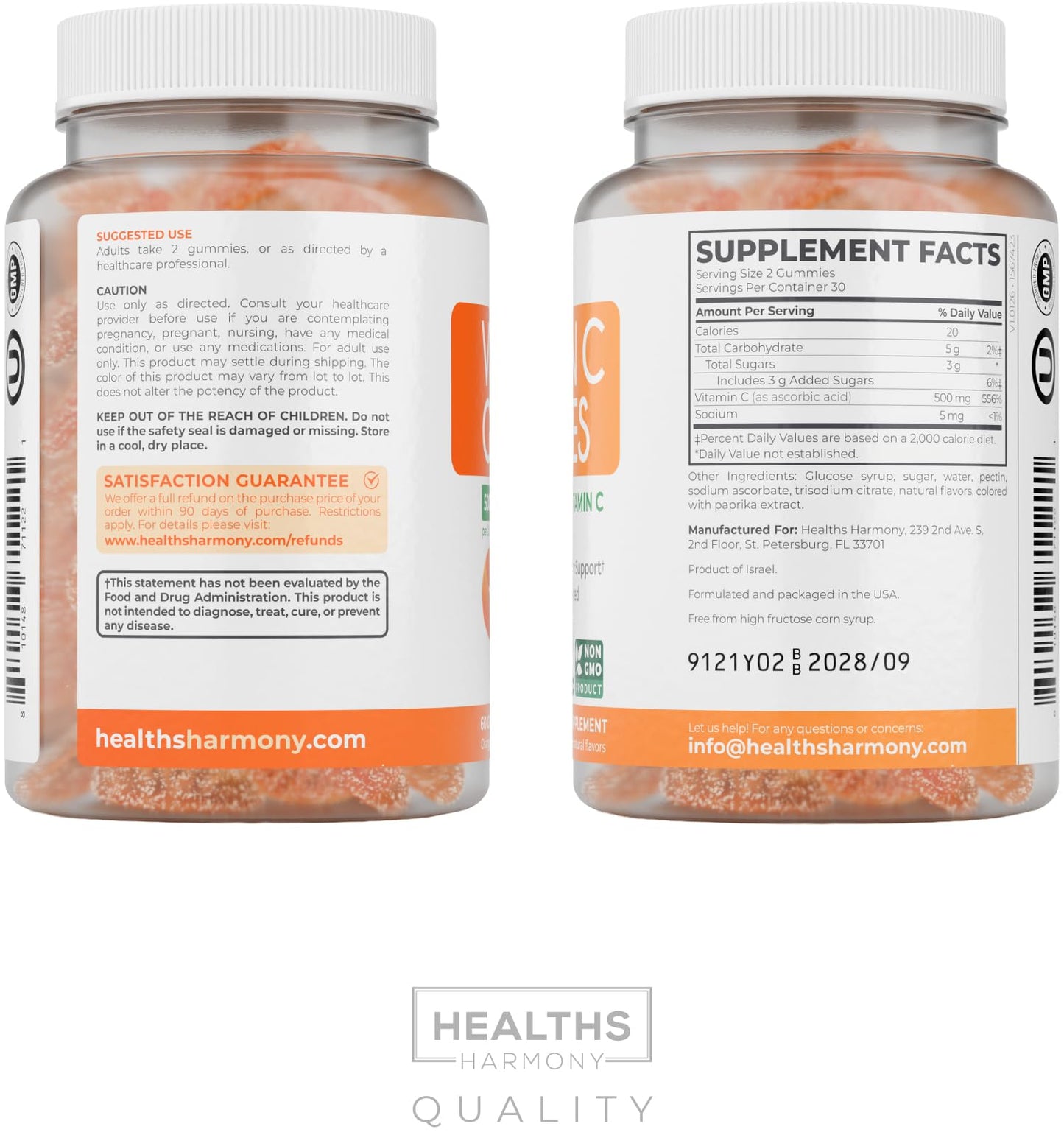 Vegan Vitamin C Gummies for Adults - Immune Support Gummies with Chewable Vitamin C 500mg per Serving for Daily and Seasonal Wellness - High Potency Non-GMO Formula - Orange Flavor (1 Month Supply)