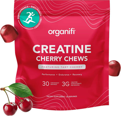 Organifi Creatine Chews - Premium Cherry Chews to Perform, Look, and Feel Better, 30-Day Supply
