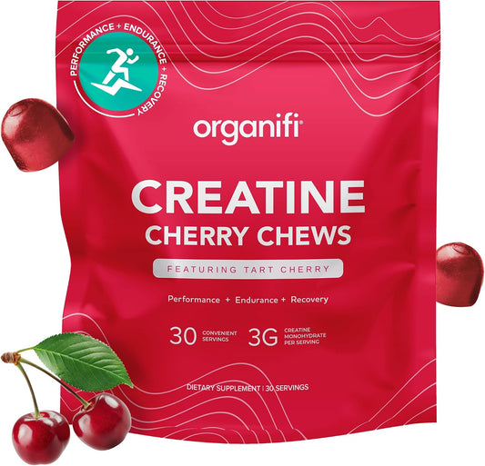 Organifi Creatine Chews - Premium Cherry Chews to Perform, Look, and Feel Better, 30-Day Supply