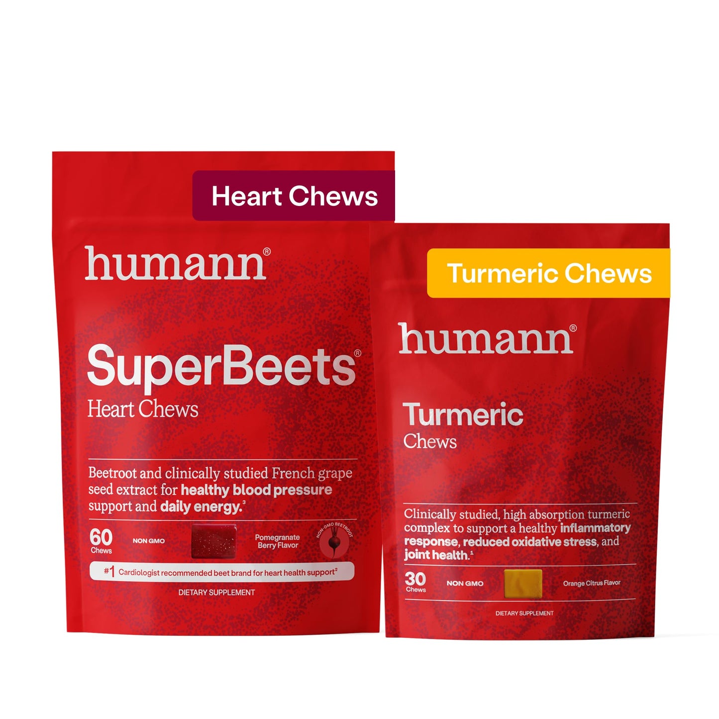 HumanN Turmeric Chews Supplement – Clinically Studied High Absorption Curcumin Complex - Orange Citrus Flavor – from SuperBeets Makers – Joint Health – 30 Count