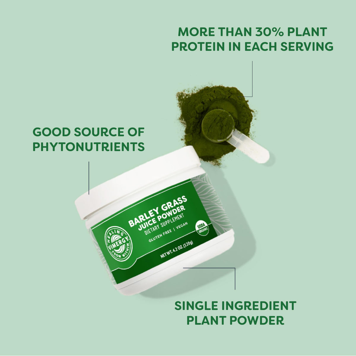 Vimergy USDA Organic Barley Grass Juice Powder, Trial Size - 30 Servings – Super Greens