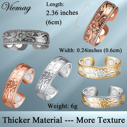 Vicmag Copper Magnetic Ring for Women Men 100% Solid Pure Copper Adjustable with Jewelry Gift Box