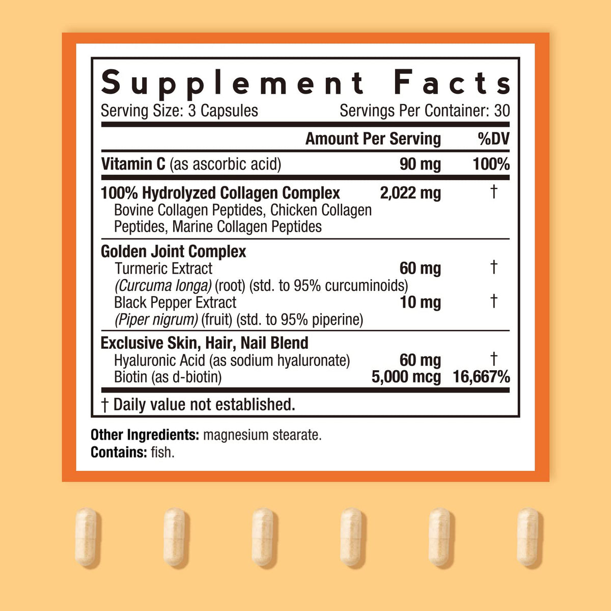 Doctor's Recipes Multi Collagen Complex with Golden Turmeric, Vitamin C, Biotin, Hyaluronic
