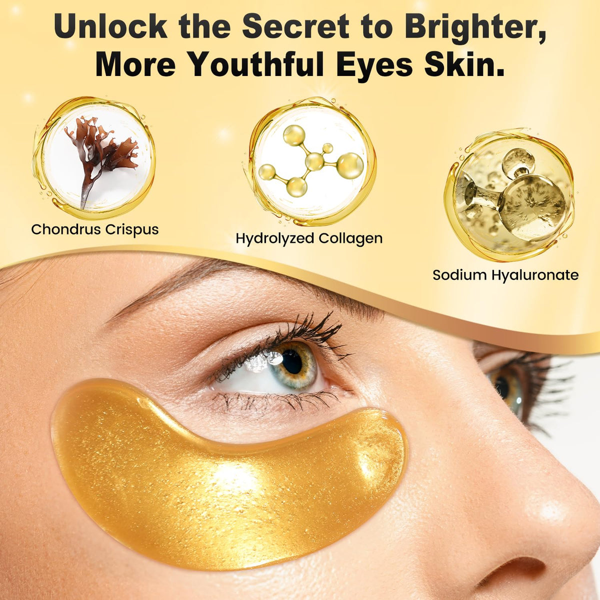 Under Eye Patches (36 Pairs) - 24K Gold Eye Masks Treatment for Eye Bags, Puffy Eyes