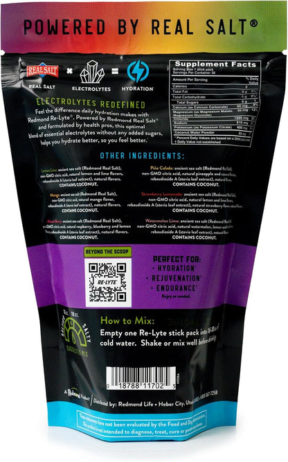 REDMOND Re-Lyte Sugar Free Electrolyte Powder Packets (Variety Pack) 30ct | Zero Sugar Electrolytes, Hydration Packets