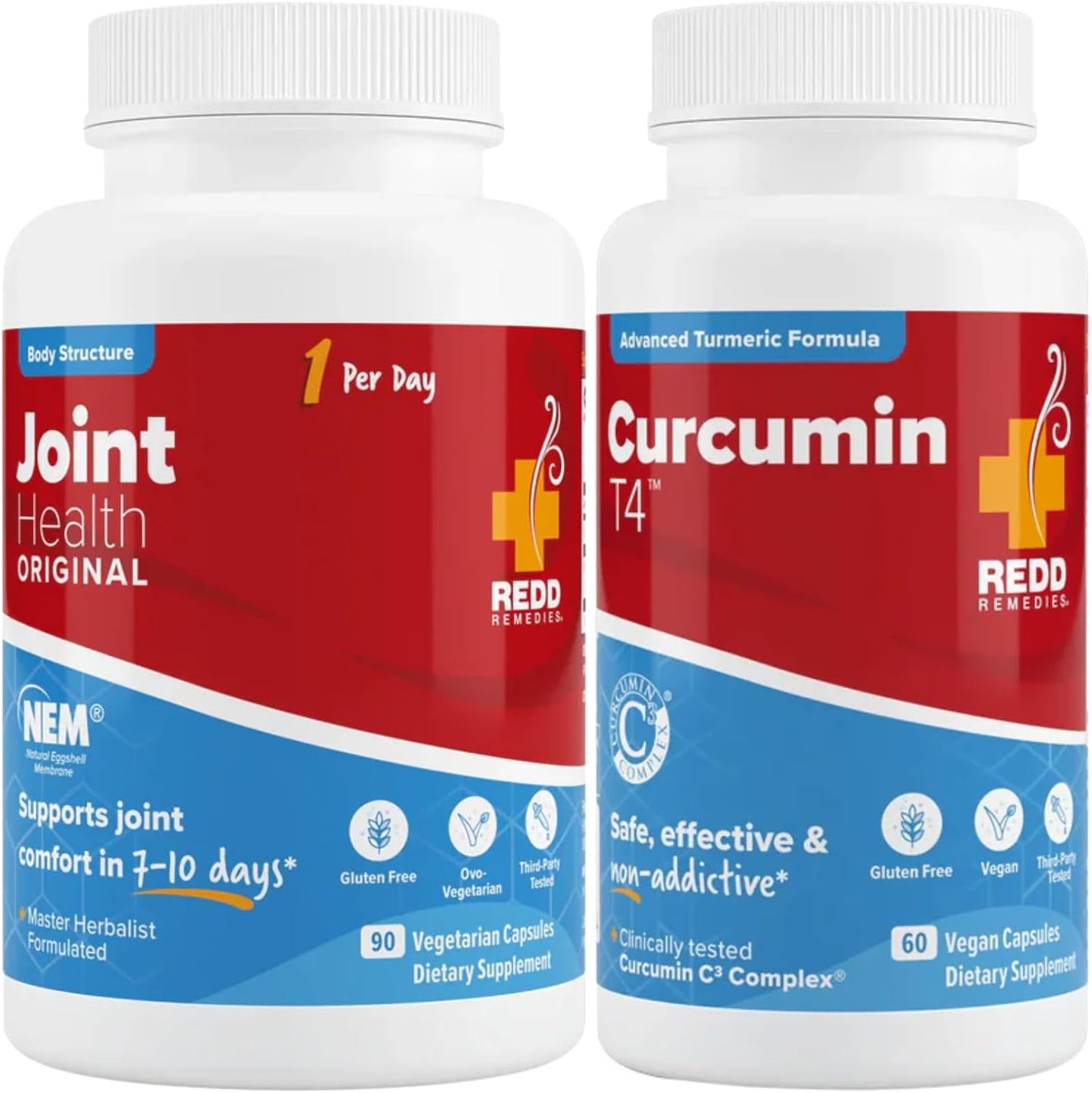 Redd Remedies Joint Health Original, 90 Capsules, and Curcumin T4, 60 Capsules