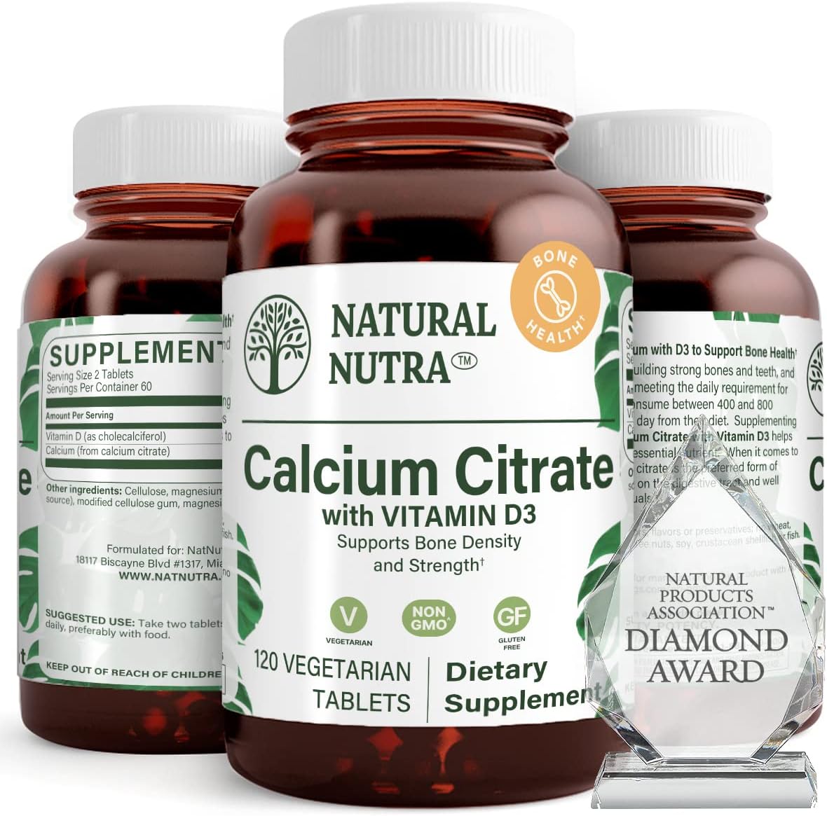 Natural Nutra Calcium Citrate with Vitamin D3 120 Tablets | Supplement for Bone Strength, Promotes Muscle Movements & Bone Health, Boosts Heart Health, Ideal for Active Seniors