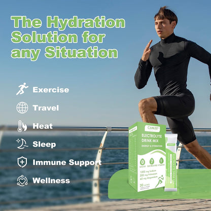 CANLIST Electrolyte Powder - Sugar Free Hydration Drink Mix with Sodium, Potassium, Magnesium - Vegan Friendly, Zero Calorie Electrolytes Supplement for Energy & Recovery (20 Stick Packets)