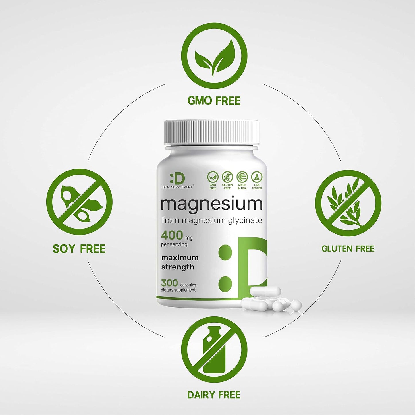 Magnesium Glycinate 400mg, 300 Capsules | 100% Chelated for Easy Absorption | Essential Mineral Supplement for Muscle, Sleep, & Heart Health*