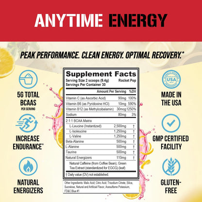 Evlution EVL BCAAs Amino Acids Powder - BCAA Energy Pre Workout Powder for Muscle Recovery Lean Growth and Endurance - Rehydrating Post Workout Recovery Drink with Natural Caffeine - Pink Lemonade
