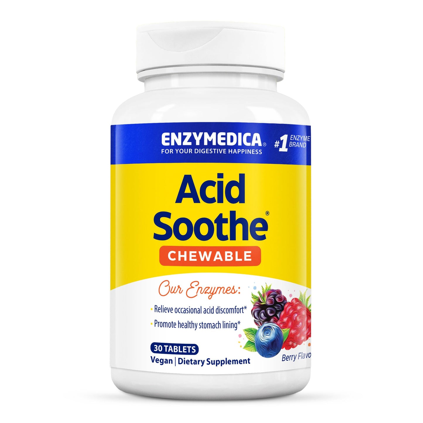 Enzymedica Acid Soothe Chewable Supplement for Women & Men - 60 Tablets