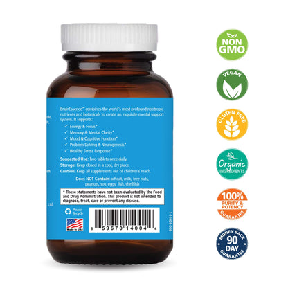 PURE ESSENCE LABS Brain Essence - Memory Supplement & Vitamin for Men, Women & Adults - Herbal Booster for Memory, Focus, Clarity & Stress Relief - Bacopa Monnieri, Ashwagandha & More (60 Tablets)