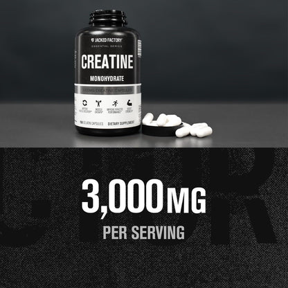 Jacked Factory Creatine Monohydrate Capsules - Creatine Supplement for Muscle Growth