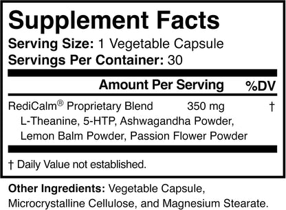 RediCalm Natural Stress Relief and Calming Supplement, Vegan, Gluten-Free | Promotes Relaxation, Mental Clarity, and Emotional Balance While Easing Tension, Worry, and Restlessness, 30-Day Supply
