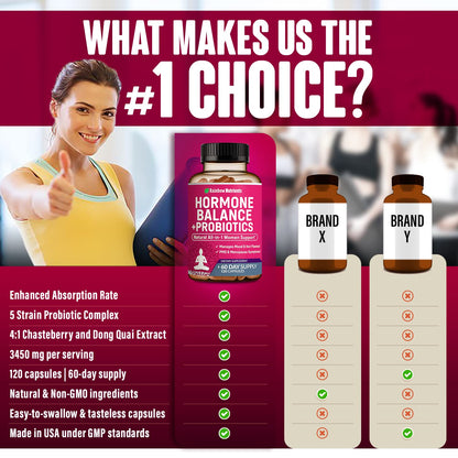 Hormone Balance + Probiotics for Women (3450mg) Natural Relief for Menopause