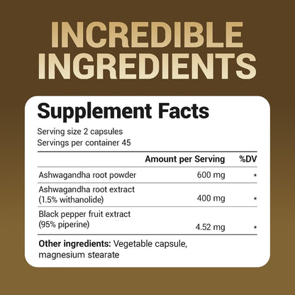 Dr. Berg Ashwagandha Capsules 1000mg - Includes Ashwagandha Root with Black Pepper from Bioperine - Ashwagandha Supplements 90 Capsules