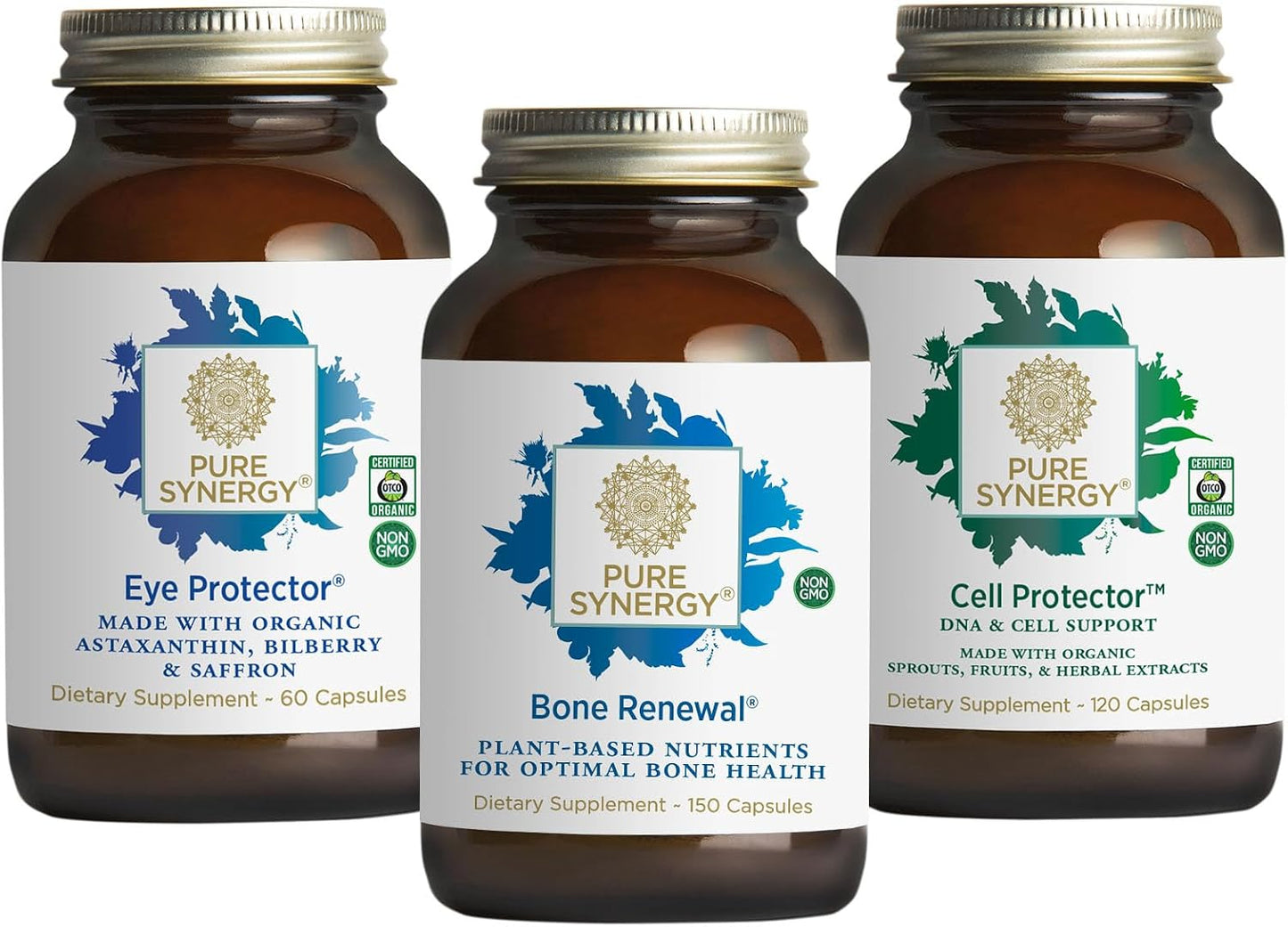 PURE SYNERGY Vibrant Aging Bundle | for Bone Health with Calcium, Magnesium, and K2 | for Eye Health with Astaxanthin | Cellular Support Supplement with Selenium | Non-GMO and Vegan