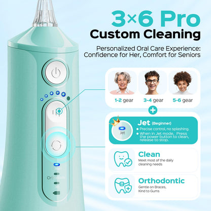 COSLUS ADA Accepted C51 Water Dental Flosser, 3 Modes 6 Pressure, White