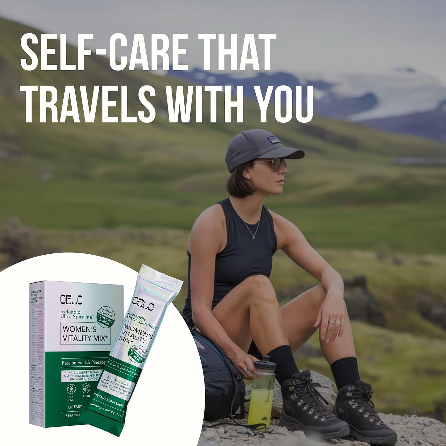 Orlo Women's Vitality Mix Travel Kit – Daily Multivitamin & Bacillus Probiotic Supplement for Feminine Health, Energy, Focus with Vitamin D3, B12, Iron, Glycine, Cranberry & Spirulina (7 sachets)
