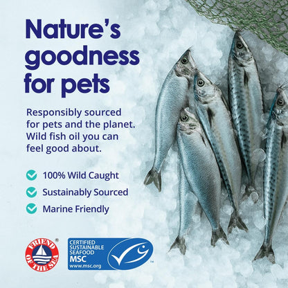 Wild Omega 3 Fish Oil for Dogs - Dog Fish Oil Liquid to Reduce Shedding & Itching - Supports Joints, Brain, and Heart Health - Fish Oil for Dogs Skin and Coat Supplement - Rich in EPA + DHA - 12oz