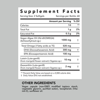 AMANDEAN EYEDEAL Lutein & Zeaxanthin + Vegan Omega-3 Eye Vitamins, 120ct