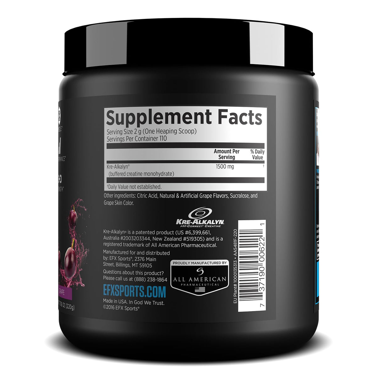 EFX Sports Kre-Alkalyn EFX Powder | pH Correct Creatine Monohydrate Powder Supple