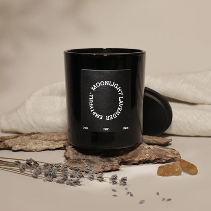 EMPTYFULL Lavender Scented Candles, Wood Wick, 11 oz Large Candle, Natural Soy Candles