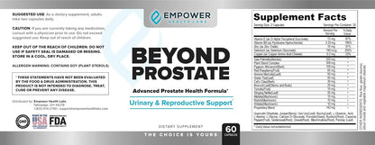 Empower Health Beyond Prostate Supplement – Prostate Health Support with Saw Palmetto, Zinc, Red Raspberry, and Stinging Nettle – Urinary and Prostate Wellness Complex – 60 Capsules