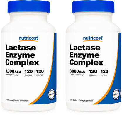 Nutricost Lactase Enzyme Complex 3,000 FCC ALU, 120 Veggie Capsules - Non-GMO