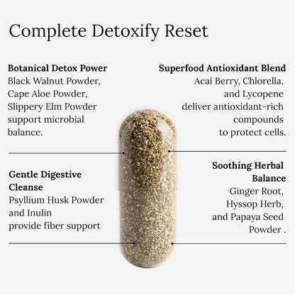 Detoxify Advanced Cleanse - Black Walnut Papaya Seed Herbal Formula - Gut Health Support with Chlorella Psyllium Aloe Fiber - Intestinal Wellness Blend - Vegan Non-GMO Gluten-Free - 60 Capsules
