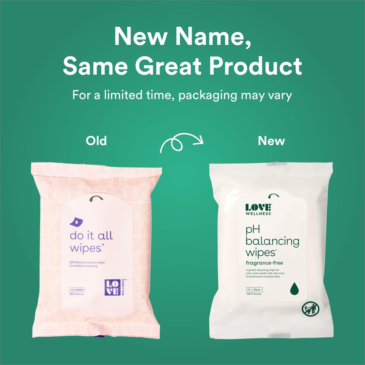 Love Wellness pH Balancing Wipes for Women | Feminine Hygiene for Cleansing with Aloe Vera