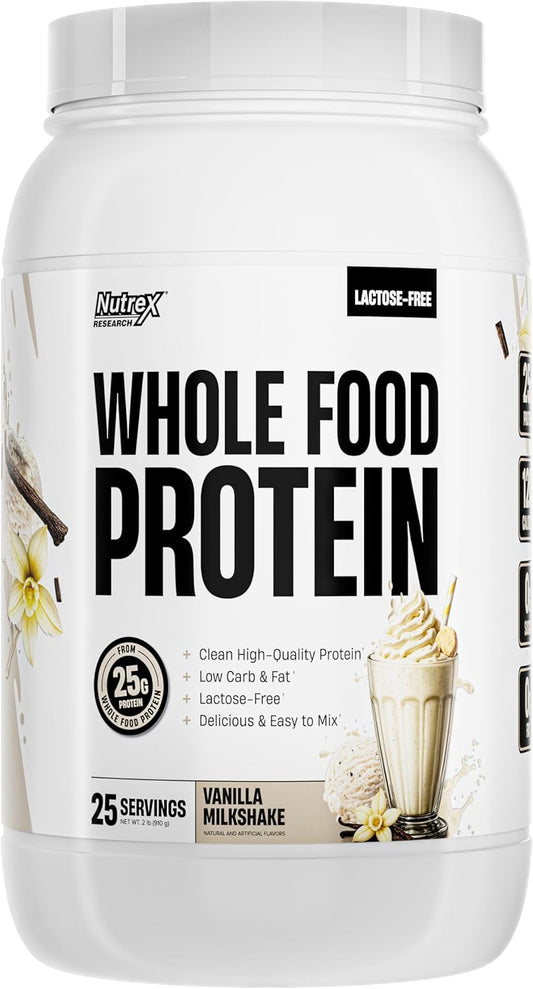 Whole Food Protein Powder - 25g Protein per Scoop, Lactose Free Protein with Beef Isolate, Collagen, Pea, Brown Rice, Chicken & Egg Protein, 0G Sugar, Keto Friendly, Vanilla Milkshake 25 Serv