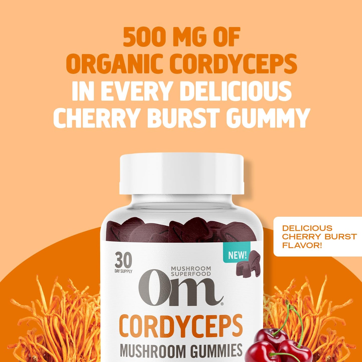 OM MUSHROOM SUPERFOOD Master Blend Mushroom Gummies – Organic 10-Mushroom Complex with Ashwagandha – Supports Immunity, Gut Health & Stress Relief – Mixed Berry Flavor – 28 Servings, 56 Count.