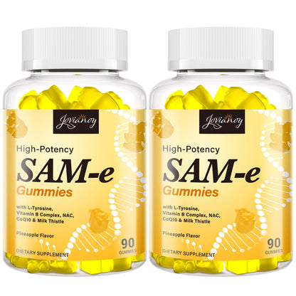 Jovianoy SAM-e Gummies with L-Tyrosine, Vitamin B Complex & NAC, CoQ10, High-Potency SAM-e Supplement - Pineapple Flavor, for Mood, Joint, Cognitive & Liver Detox, Vegan Friendly, 180 Gummies