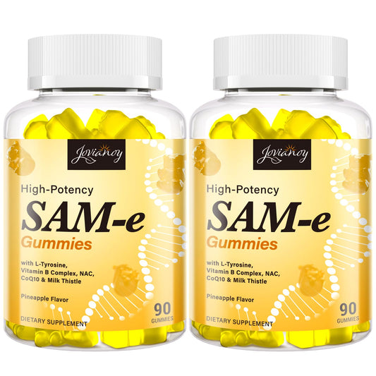 Jovianoy SAM-e Gummies with L-Tyrosine, Vitamin B Complex & NAC, CoQ10, High-Potency SAM-e Supplement - Pineapple Flavor, for Mood, Joint, Cognitive & Liver Detox, Vegan Friendly, 180 Gummies