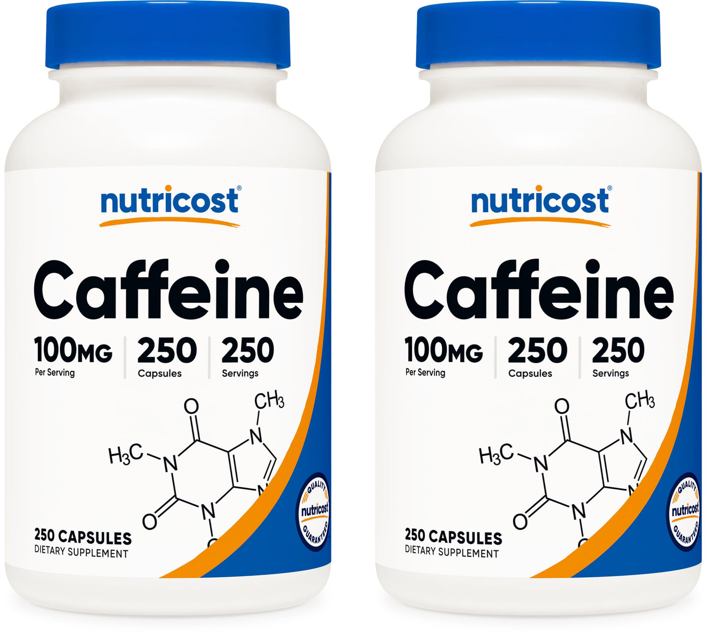 Nutricost Caffeine Pills 100mg Per Serving, 250 Capsules
