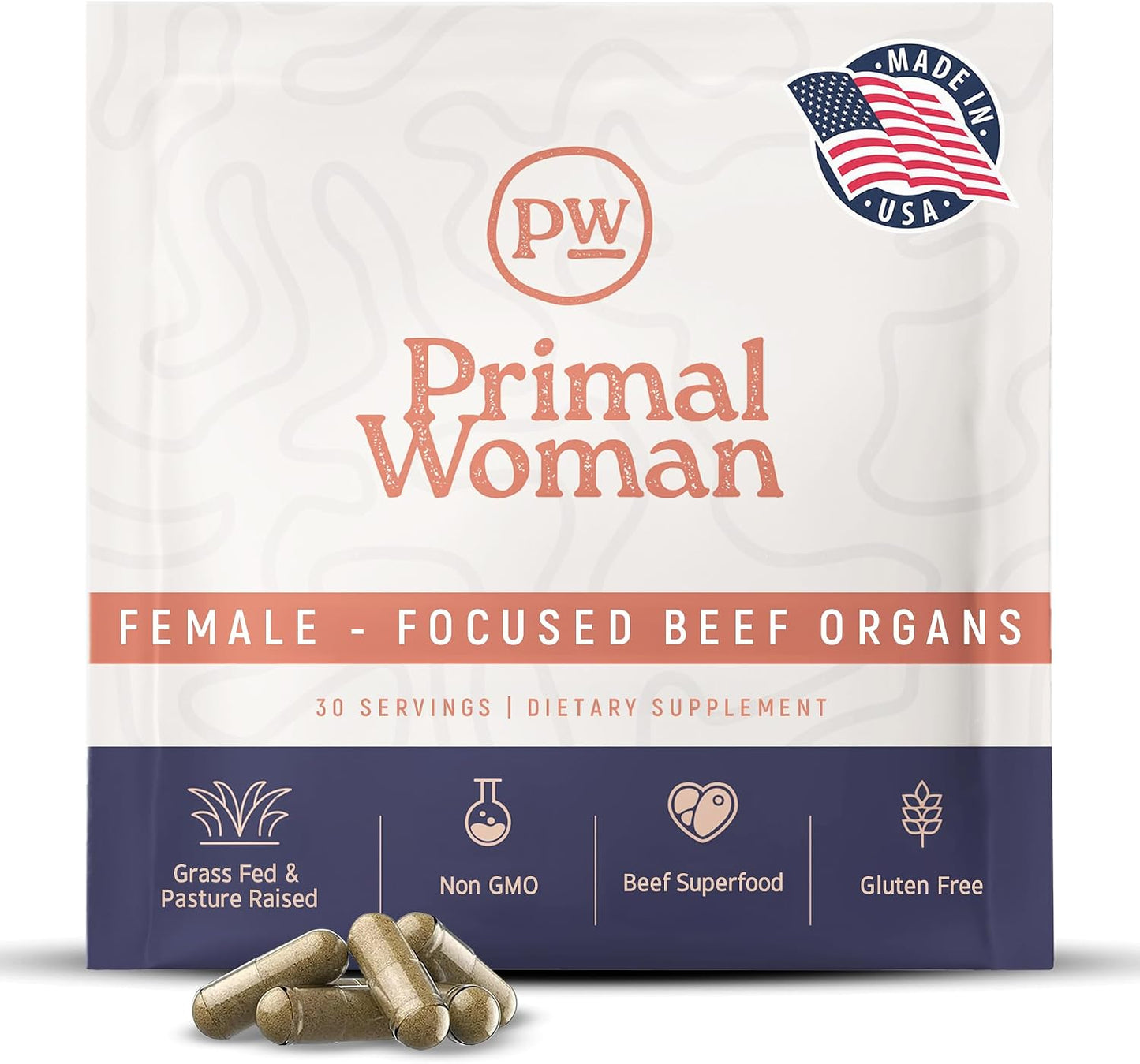 Beef Organ Liver Heart for Women, Grass-Fed, 60 Capsules | Pasture-Raised, Nutrient-Dense Nutrition for Daily Energy, Hormone Balance and Vitality; Easy-to-Swallow Female Formula