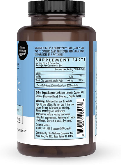 Liposomal Vitamin C - Enhanced Absorption Formula for Immune Support, 60ct
