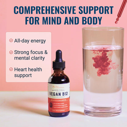 Live Conscious Vegan Vitamin B12 Sublingual Liquid Drops | Methylcobalamin Max Strength B12 5000mcg Formula | Vegan B 12 Vitamin Support Energy | Promote Memory & Aid Immune System | 60 Serving
