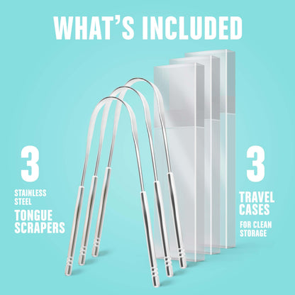 Mouthology Tongue Scraper for Adults, Stainless Steel Metal Tongue Scraper for Tongue