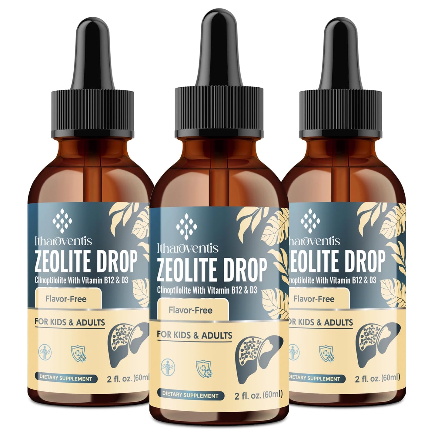 Itharoventis Liquid Zeolite Drops, Sugar Free, Monk Fruit, 2 Fl Oz | Clinoptilolite liquid formula with methyl vitamin B12 and vitamin D3