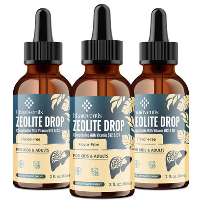 Itharoventis Liquid Zeolite Drops, Sugar Free, Monk Fruit, 2 Fl Oz | Clinoptilolite liquid formula with methyl vitamin B12 and vitamin D3