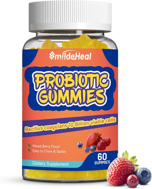 Probiotic Gummies for Digestive Health 10 Billion CFU Bacillus 60 Count | Probiotic Gummies for Digestive Health 10 Billion CFU Bacillus Coagulans Immune & Digestive Support for Men & Women 60 Count