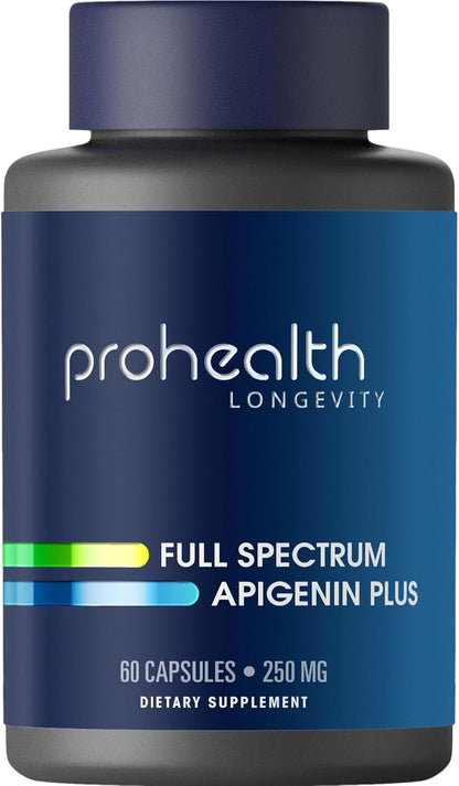 ProHealth Full Spectrum Apigenin Plus | 60 Capsules | Plant-Derived Apigenin with Parsley & BioPerine® for NAD+ Support, Sleep & Healthy Aging | USA Manufactured, Triple Lab Tested