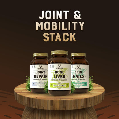 HEART & SOIL Joint & Mobility Stack – 3 Items: Bone Marrow & Liver, Joint Strength & Repair, Skin, Hair & Nails for Full-Body Wellness, Collagen Support, Flexibility, and Recovery