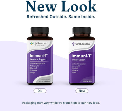 LifeSeasons Immuni-T - Immune Support Supplement - Immunity System Booster - Natural Cold & Flu Relief - Elderberry, Echinacea, Andrographis, Arabinogalactans & Olive Leaf - 90 Capsules