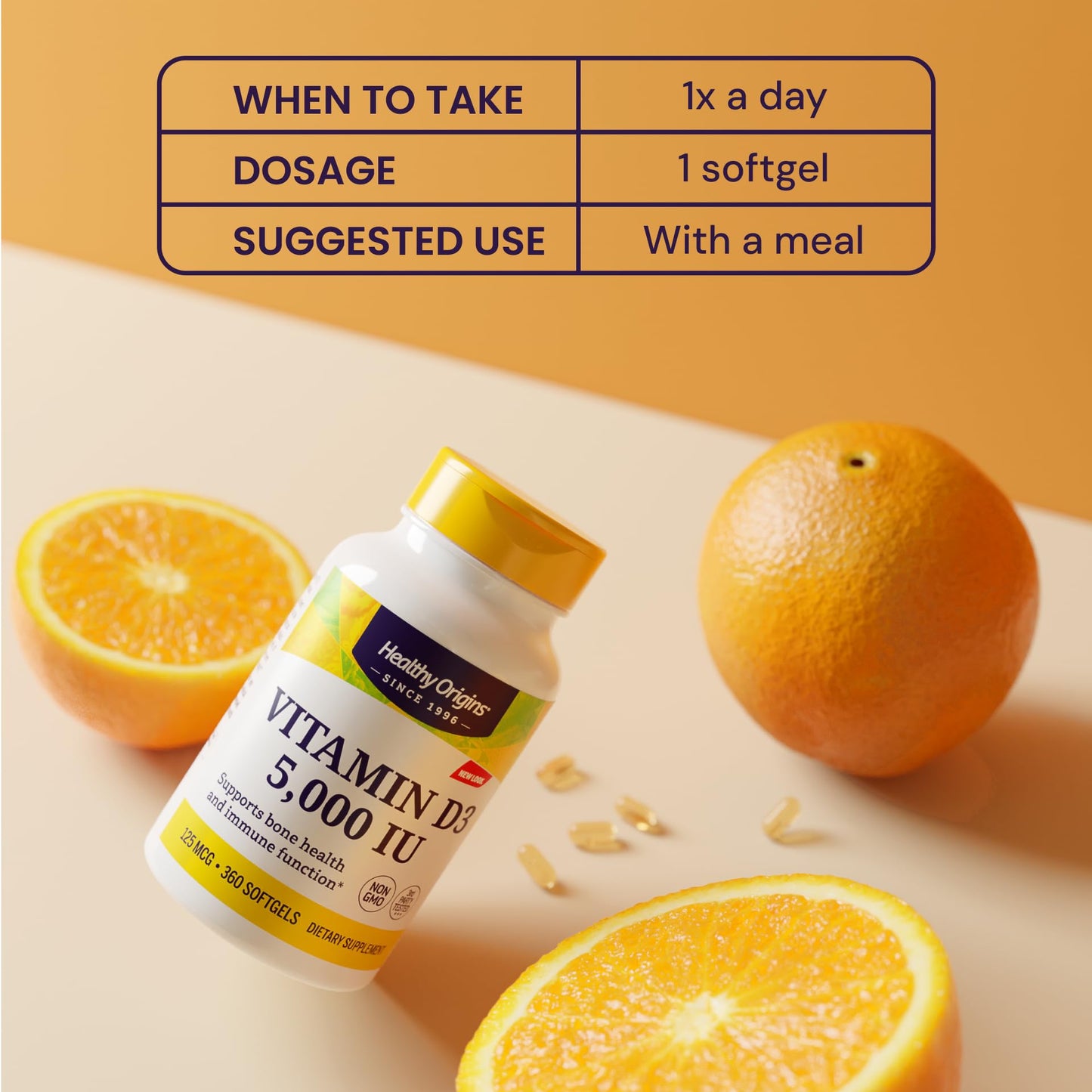 Healthy Origins Vitamin D3 5,000 IU, Lanolin, 360 Softgels