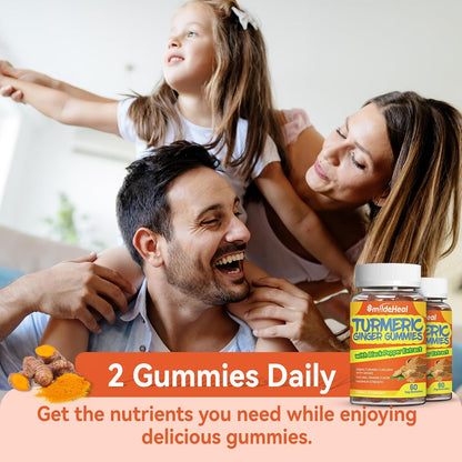 Turmeric Curcumin Gummies 500mg, with Turmeric Root Extract 120 Count | Turmeric Curcumin Gummies 500mg, with Turmeric Root Extract, Ginger Root, Black Pepper Extract, 60 Count (Pack of 2)